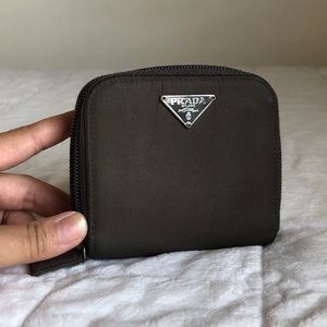 Prada black folding wallet with coin pocket